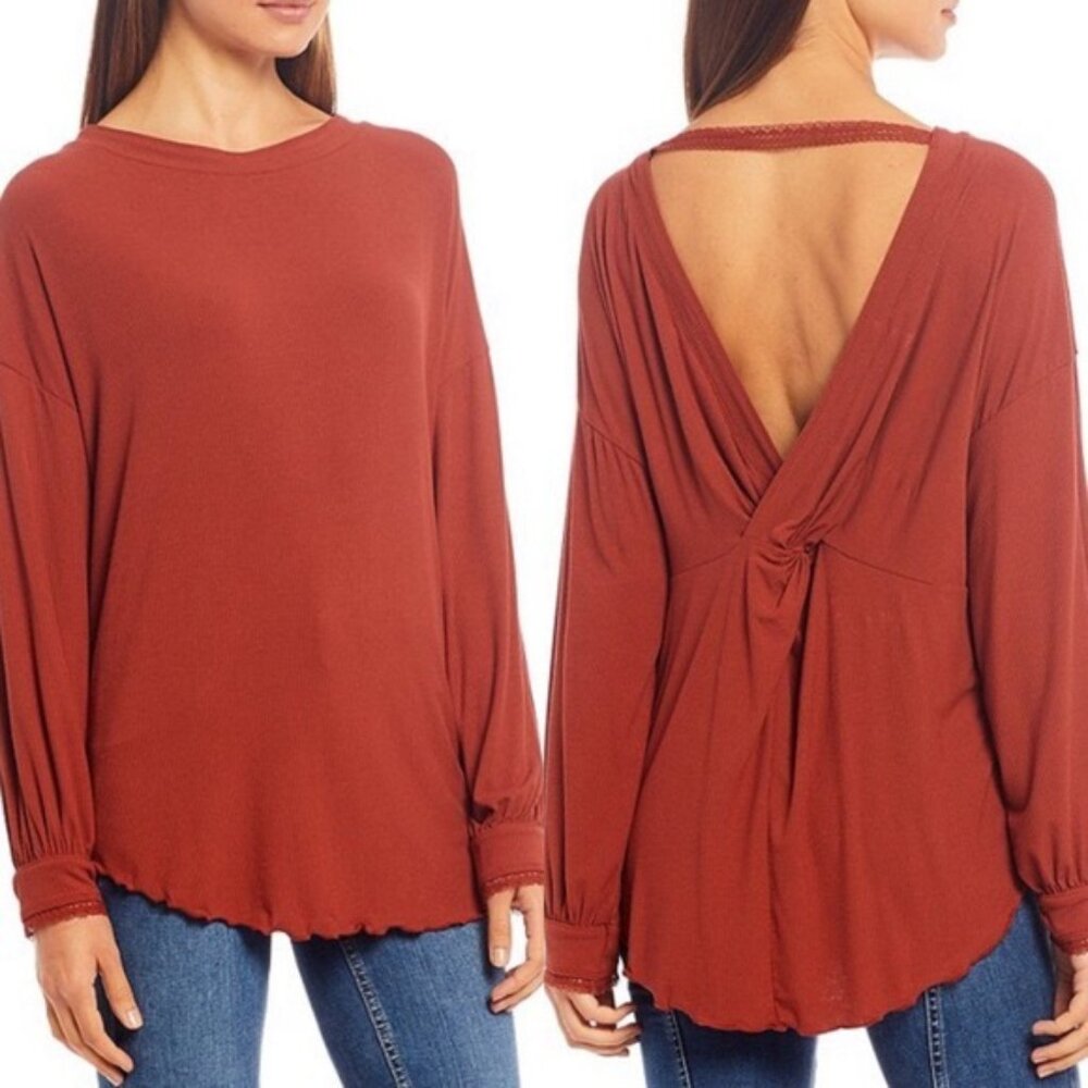 Free People Loose Fit Shimmy Tunic Top in Cowboy (Rust Color) Small